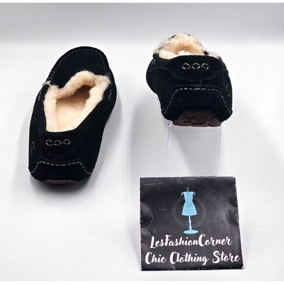 NWT Ugg Women's Black Suede \Ansley Water-Resistant Moccasin Slippers Sz 11 2998 - Picture 5 of 16